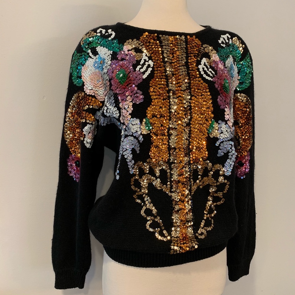 Vintage Cristina Sequin Sweater Size: M